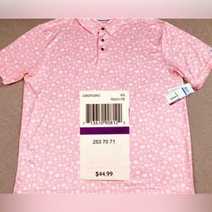 NEW..MEN XXL GRAND SLAM TROPICAL PRINT GOLF POLO (PEACH PIE/CORAL)
